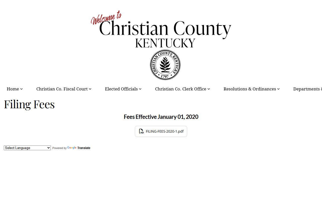 Christian County Clerk office in Hopkinsville Kentucky maintains deed records