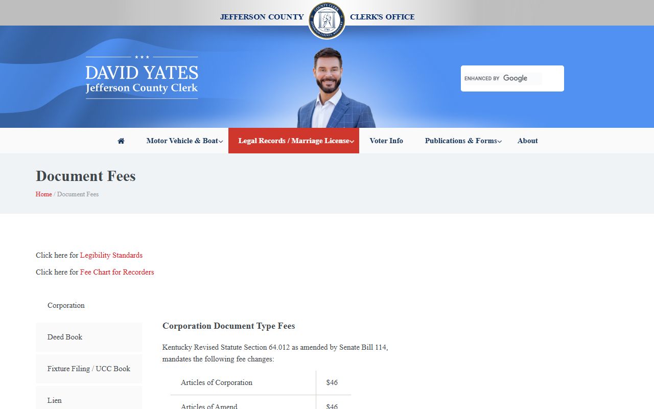 Jefferson County Kentucky Clerk office for deed records